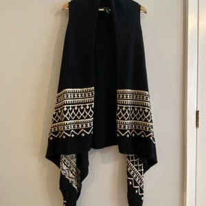 Ralph Lauren Draped Sweater Vest, Black with white geometric print